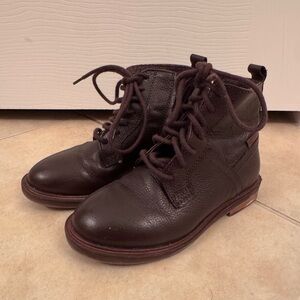 Zara Boys Brown Leather Lace-Up Ankle Boots Size 28 US 11-11.5
